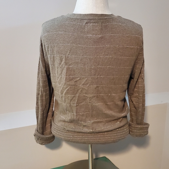 American Eagle Size XL Tinsel Striped Button up cardigan in brown - Picture 3 of 3